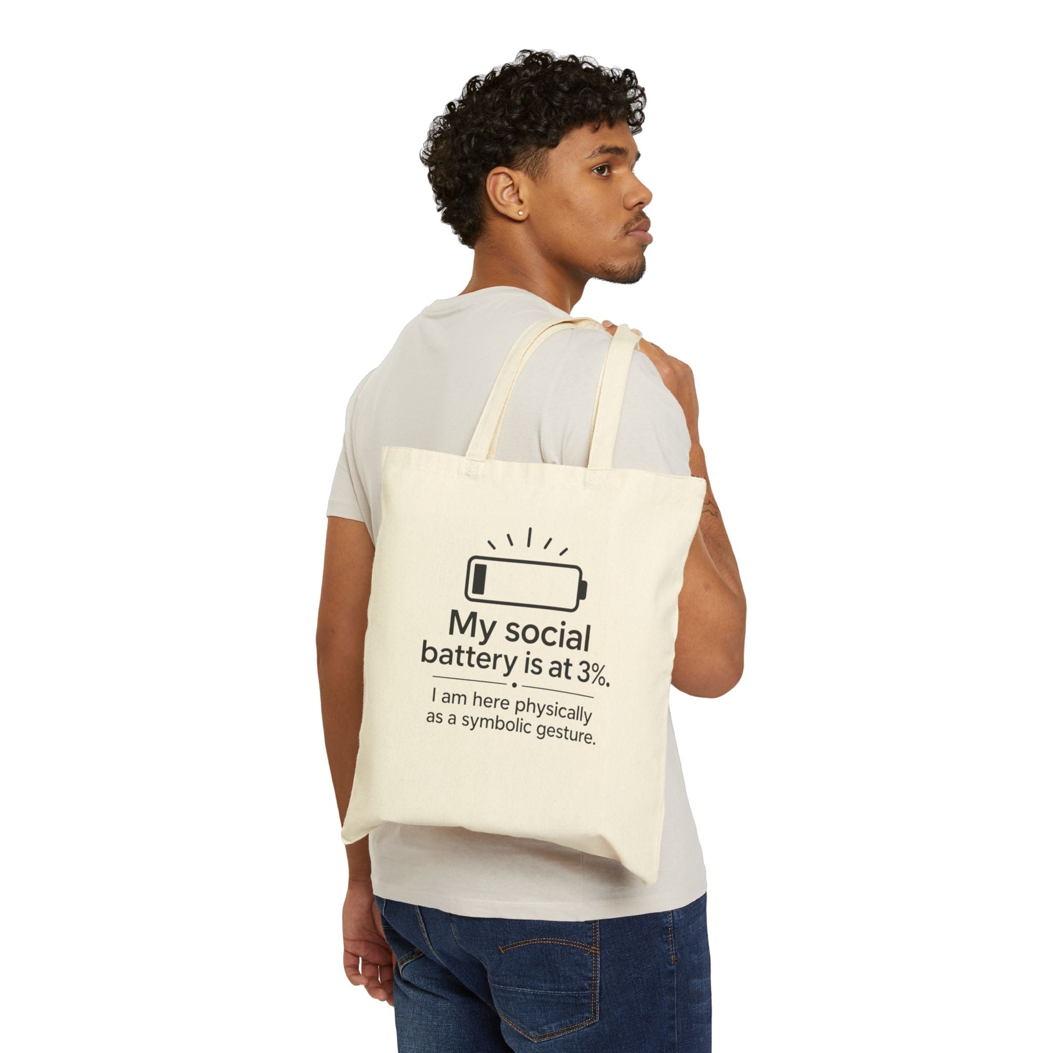 My Social Battery Cotton Canvas Tote Bag