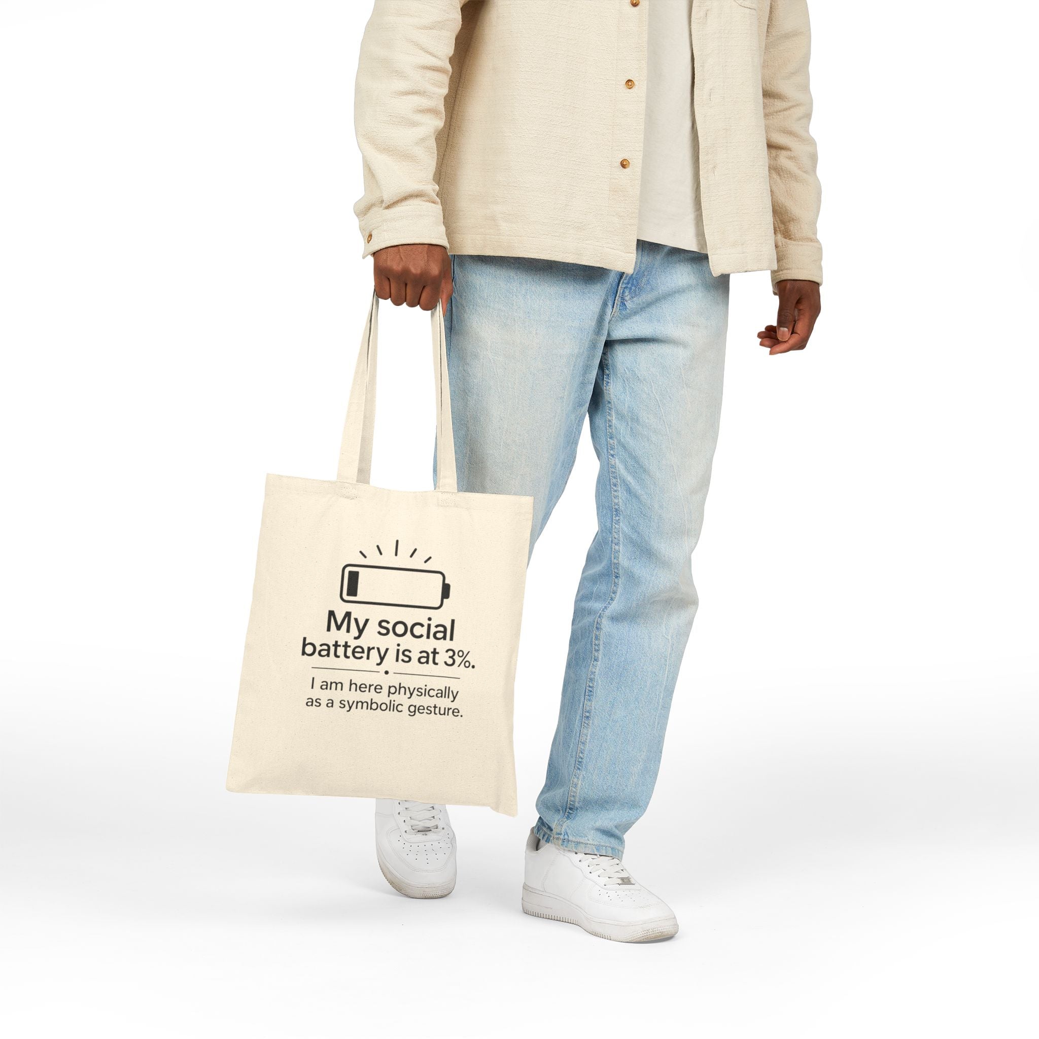 My Social Battery Cotton Canvas Tote Bag