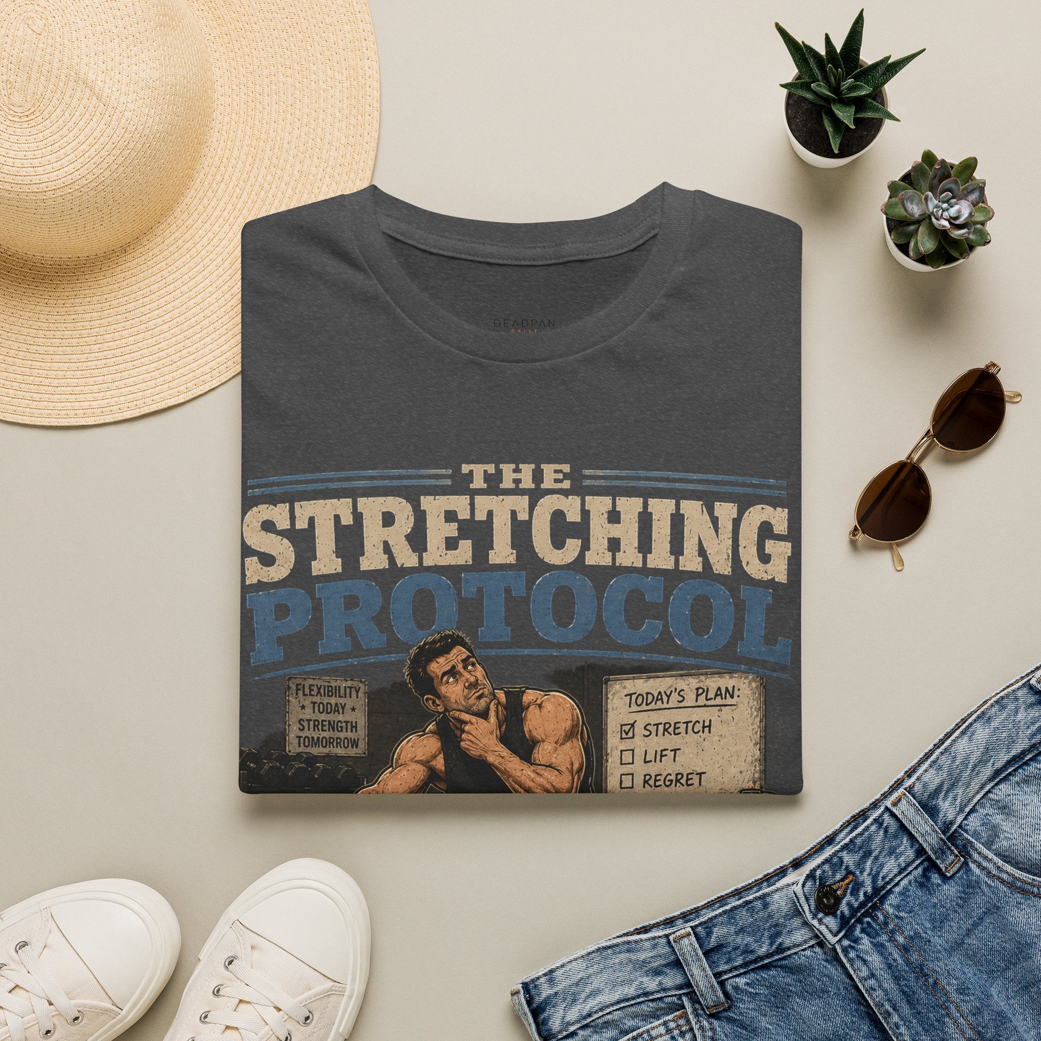 T-Shirt — The Stretching Protocol (Funny Gym Routine Tee)