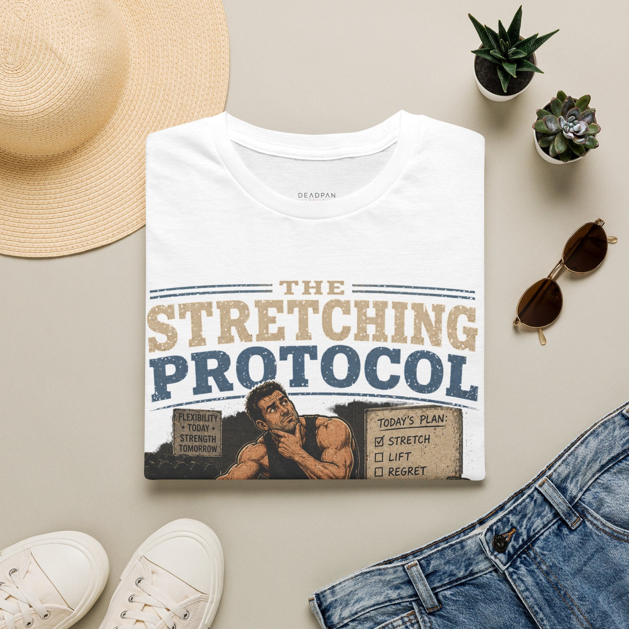 T-Shirt — The Stretching Protocol (Funny Gym Routine Tee)