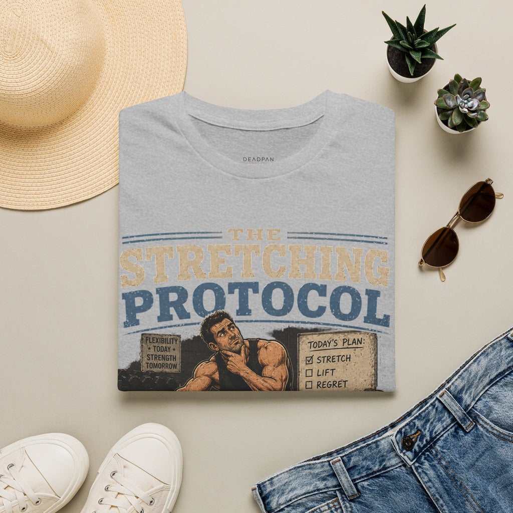 T-Shirt — The Stretching Protocol (Funny Gym Routine Tee)