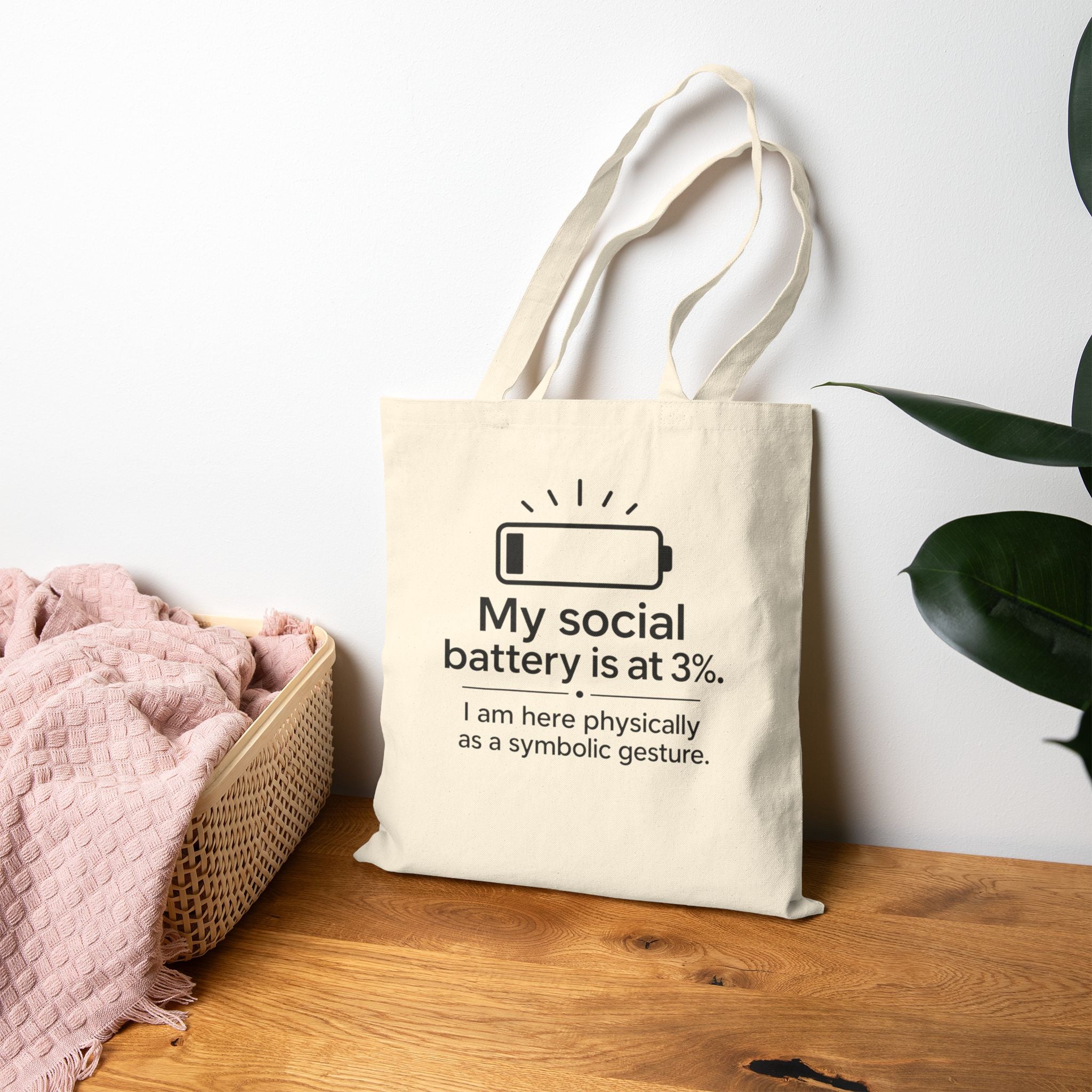 My Social Battery Cotton Canvas Tote Bag